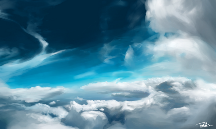 Digital painting of a cloudy sky