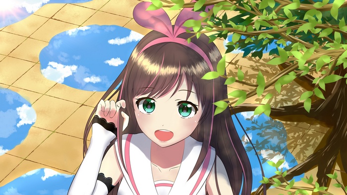 Kizuna Ai in a white outfit with pink accents