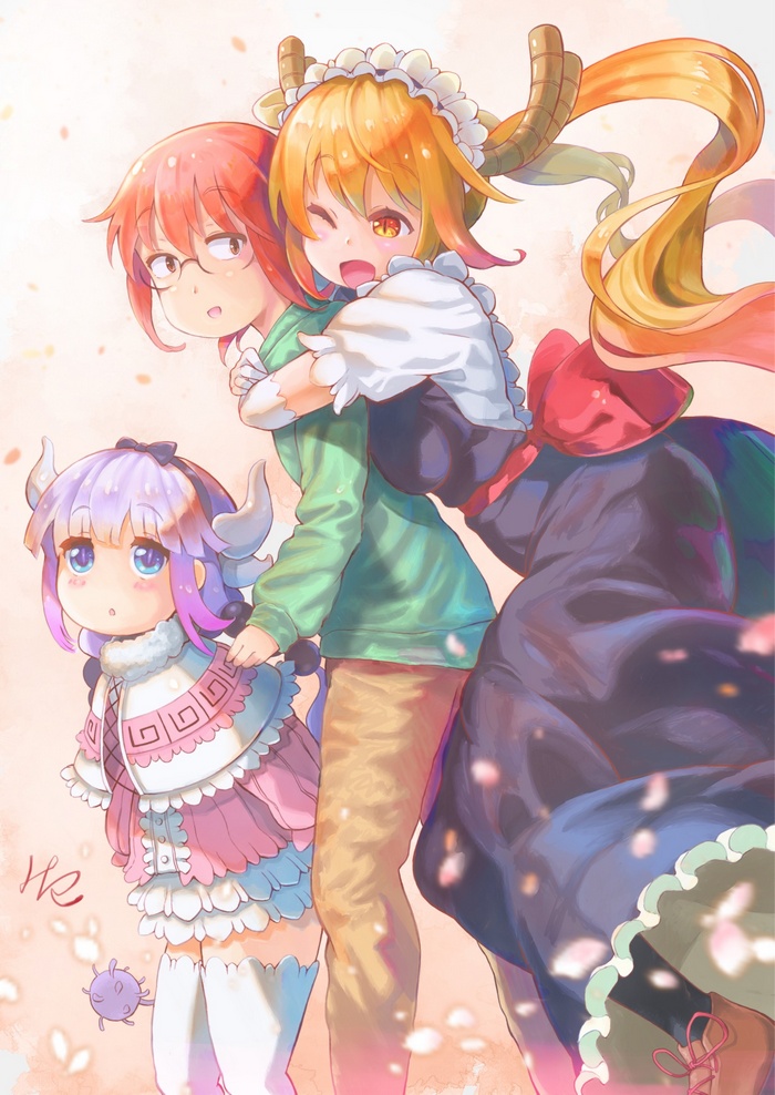 Kanna, Tohru, and Kobayashi from Miss Kobayashi's Dragon Maid