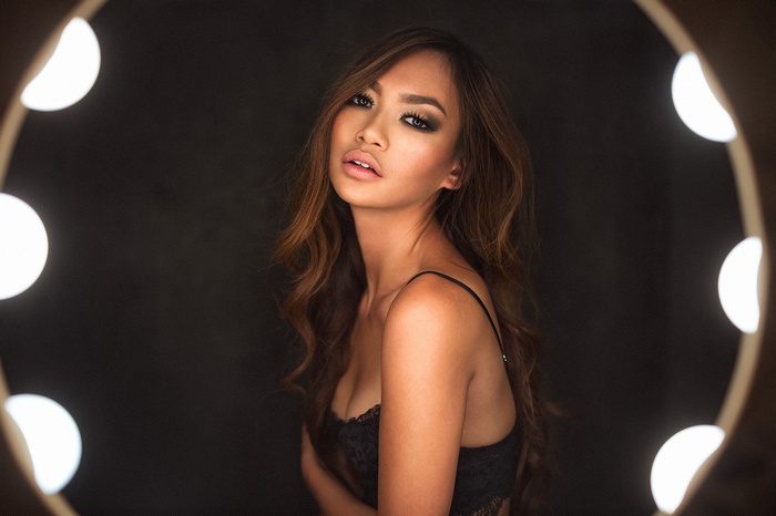 Woman in lingerie with long hair