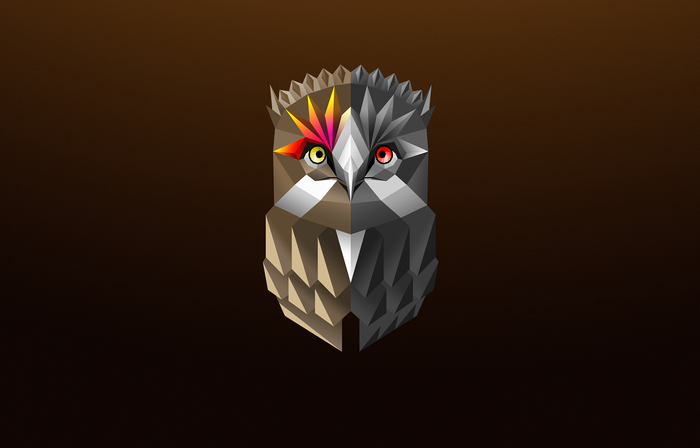 Abstract geometric owl with colorful eye