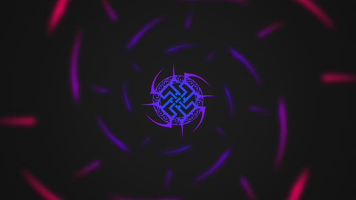 Black and purple tribal symbol on a dark background