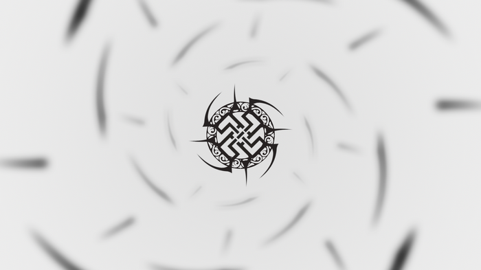 Black tribal swastika logo on white background