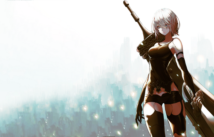 A2 from Nier: Automata with a sword