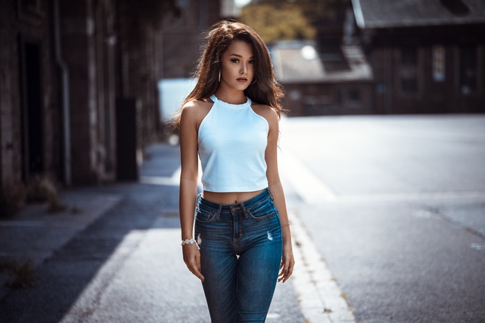 Elena Sz in jeans outdoors