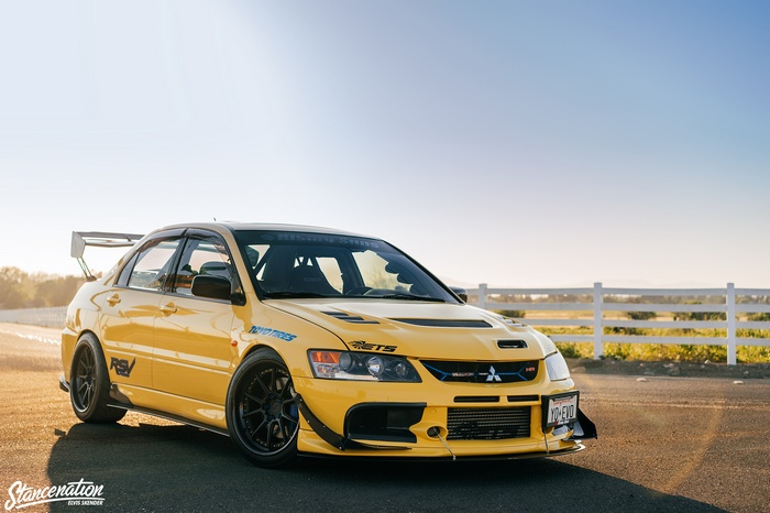 Yellow Mitsubishi Lancer Evolution VIII by StanceNation