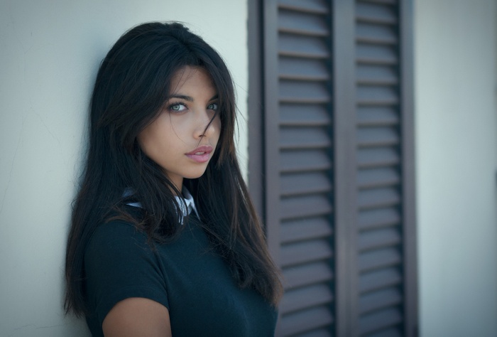 Portrait of a young woman with dark hair