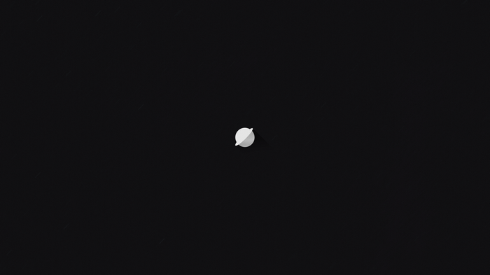 Minimalist planet with rings on black background