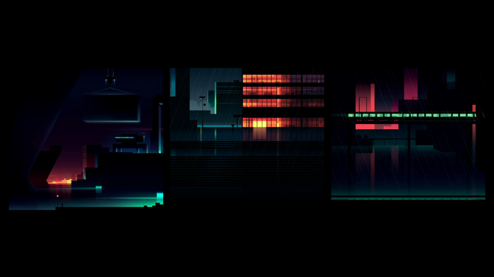 Minimalist dark cityscape by Romain Trystam