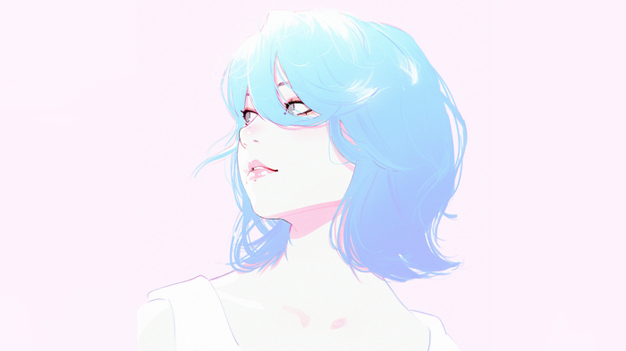 Anime girl with blue hair by Ilya Kuvshinov