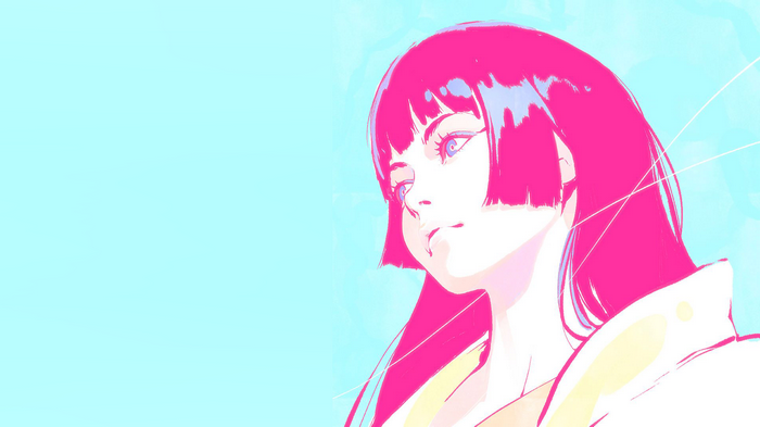 Anime girl with pink hair by Ilya Kuvshinov