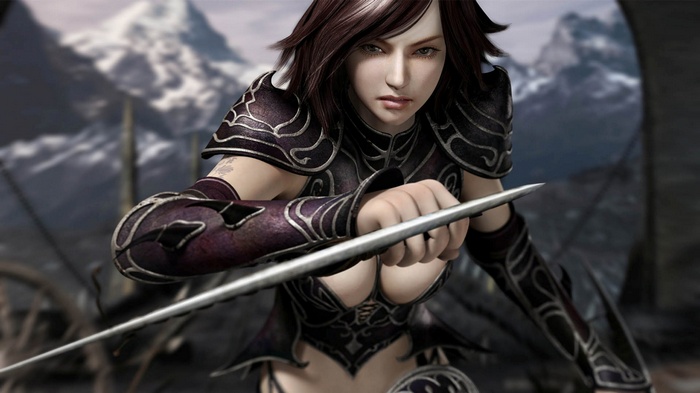 Female warrior with sword in Rappelz MMORPG
