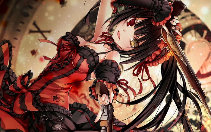 Kurumi Tokisaki from Date A Live holding a gun
