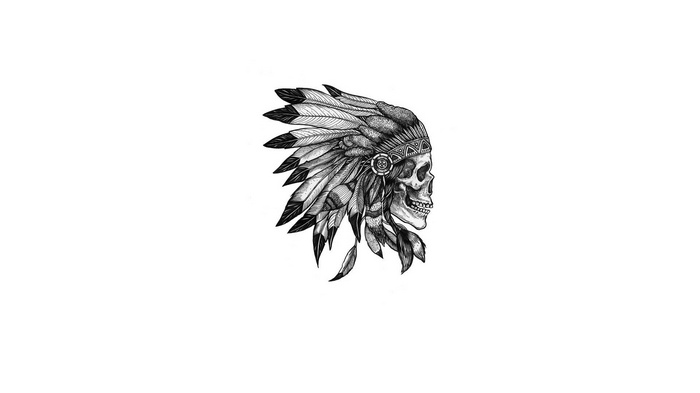 Skull with Native American Headdress