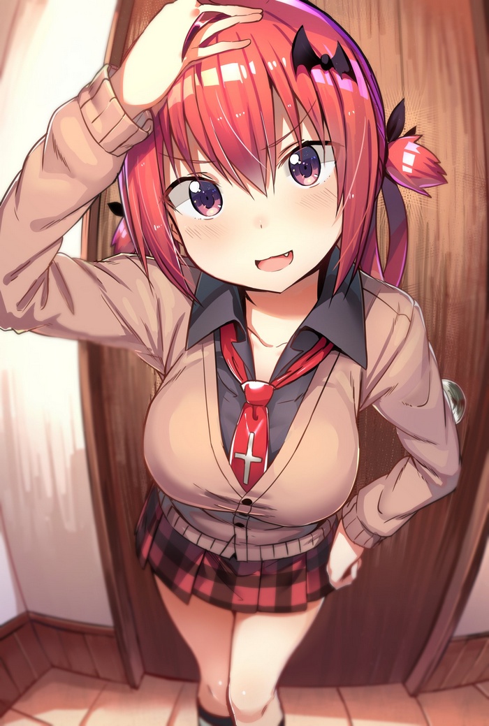 anime, red eyes, Satanichia McDowell Kurumizawa, POV, anime girls, Gabriel Dropout, looking at viewer