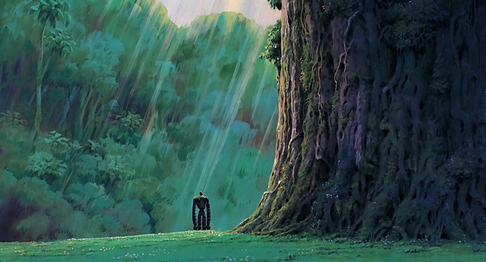 Robot from Castle in the Sky in a forest