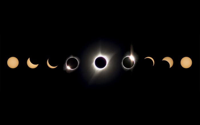 sun rays, Moon, eclipse , space, Sun