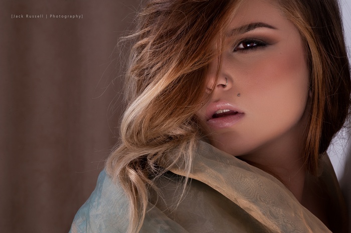 Portrait of a woman with blonde highlights