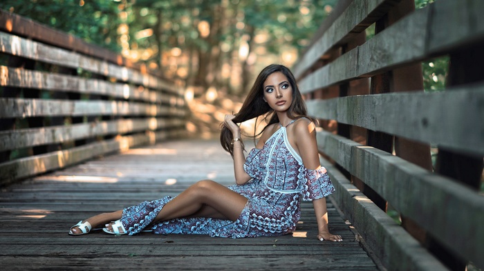 women, model, sitting, women outdoors, legs, long hair