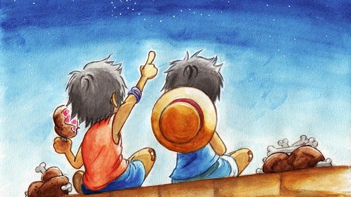Monkey D. Luffy from One Piece looking at stars