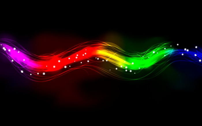 Abstract colorful light streaks on black background