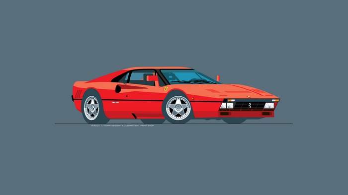 Red Ferrari 288 GTO Flat Design