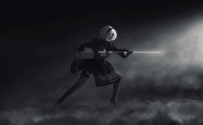 2B from Nier: Automata with a sword