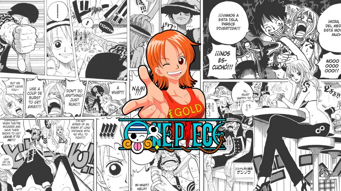 Nami and One Piece characters collage