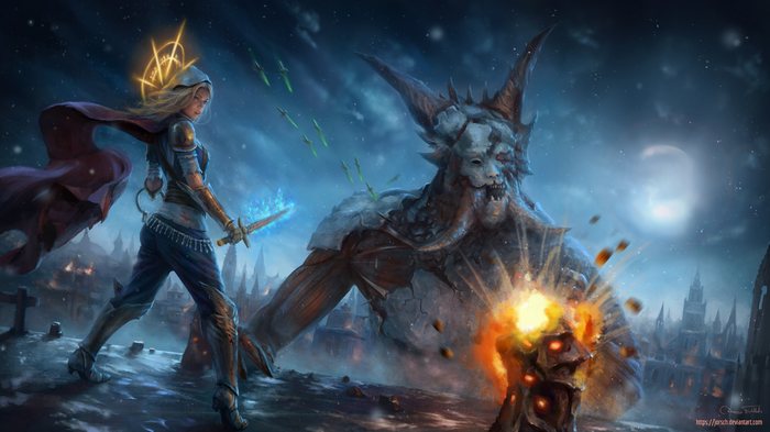 Woman fighting a monster in Path of Exile