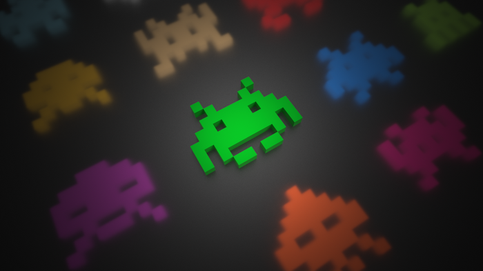 Colorful 3D Space Invaders characters