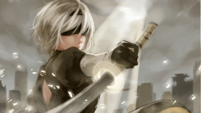 2B from NieR: Automata with a katana