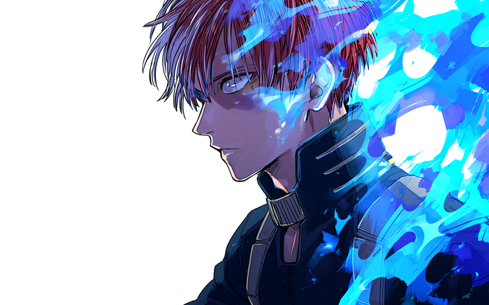 Shouto Todoroki from Boku no Hero Academia with fire and ice