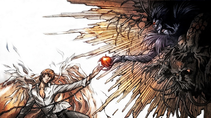 Yagami Light, apples, anime, Ultra  HD, Death Note, Ryuk