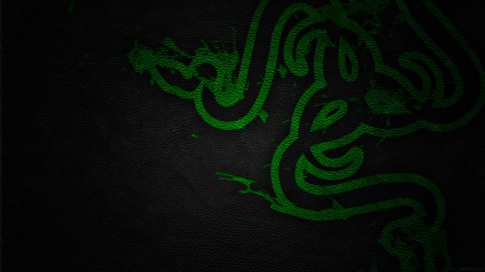 Razer logo on black leather texture