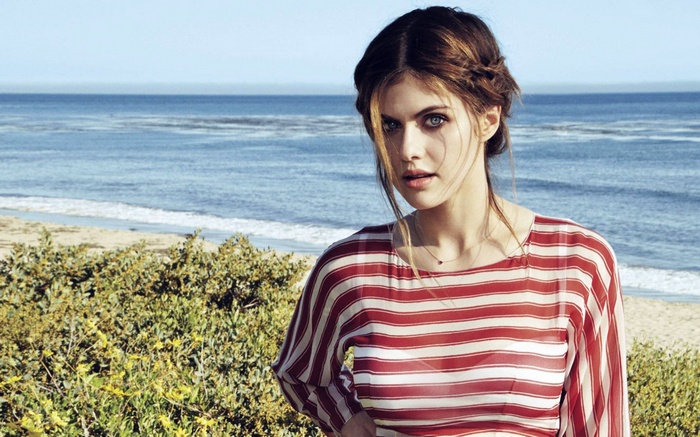 Alexandra Daddario on the beach