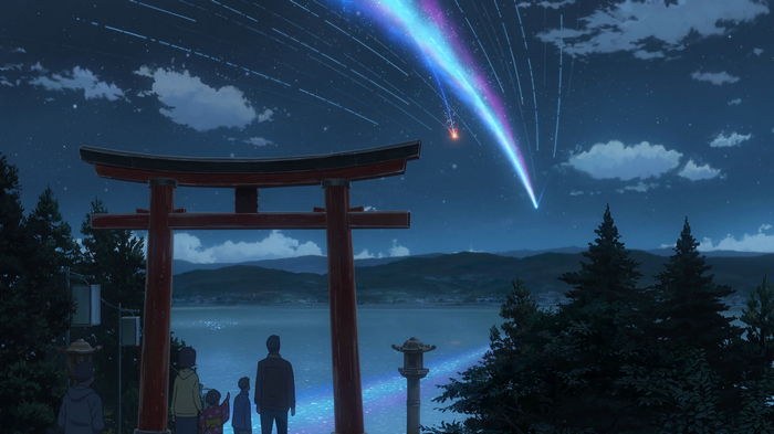 Kimi no Na Wa. Torii gate and comet