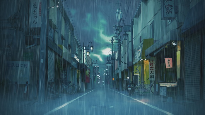Rainy Japanese Street at Night