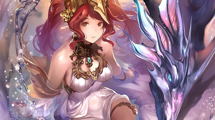 Sybil from Shadowverse with a dragon