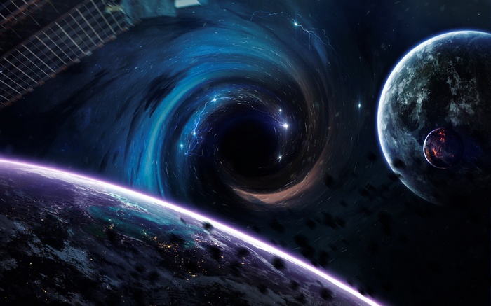 Space art by Vadim Sadovski featuring a black hole