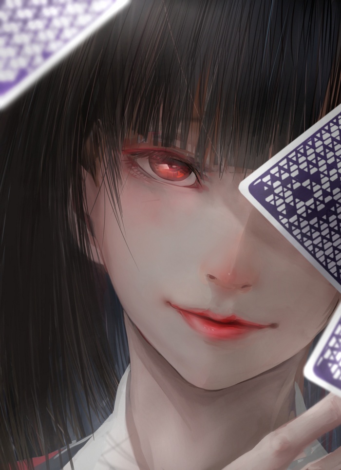 Jabami Yumeko from Kakegurui holding cards