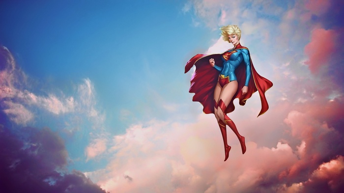 Supergirl flying in the sky by Stanley Lau