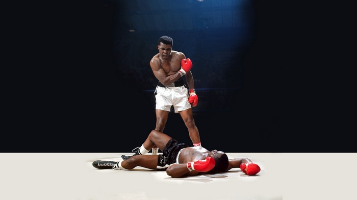 Muhammad Ali standing over Sonny Liston