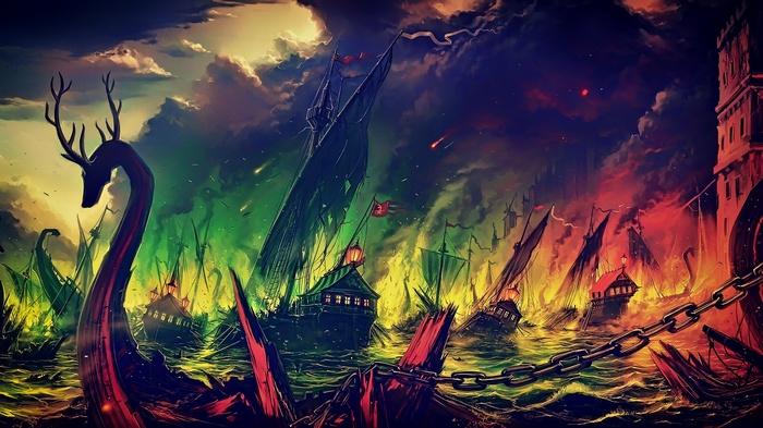 Fan art of a naval battle from Game of Thrones