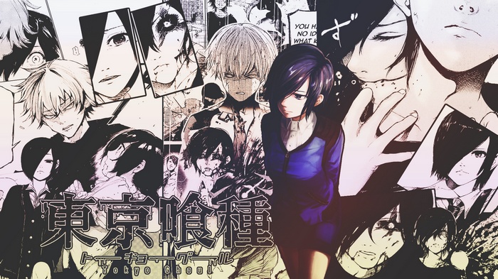 Touka Kirishima and other characters from Tokyo Ghoul