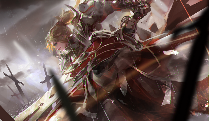 Mordred from Fate/Apocrypha in battle