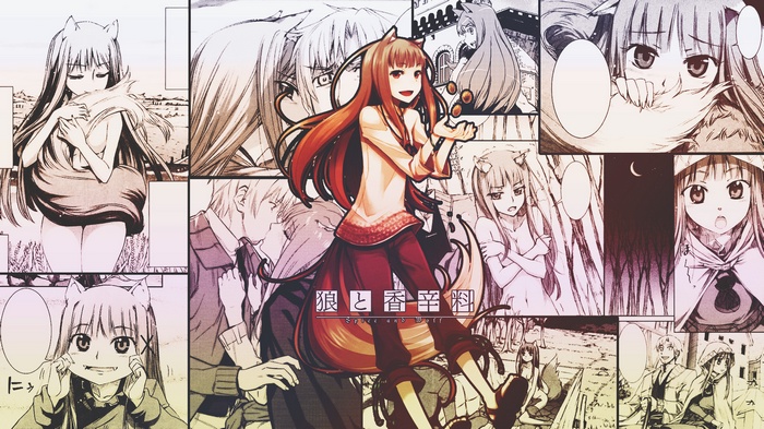 Holo from Spice and Wolf manga collage