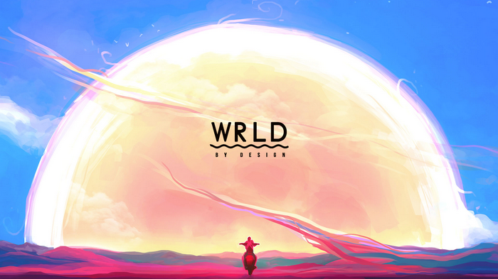 WRLD BY DESIGN logo with a person on a motorcycle