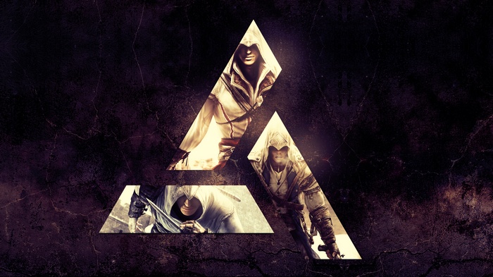 Assassin's Creed characters in triangular frames