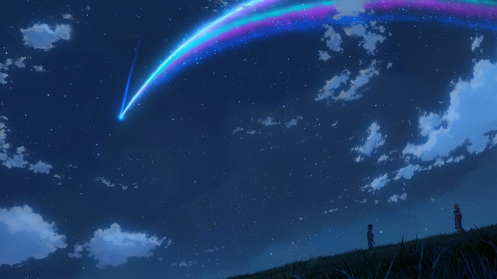 Comet over a starry night sky from Kimi no Na Wa