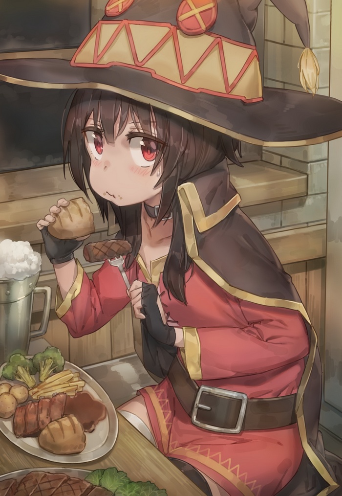 Megumin from Kono Subarashii Sekai ni Shukufuku wo! eating food